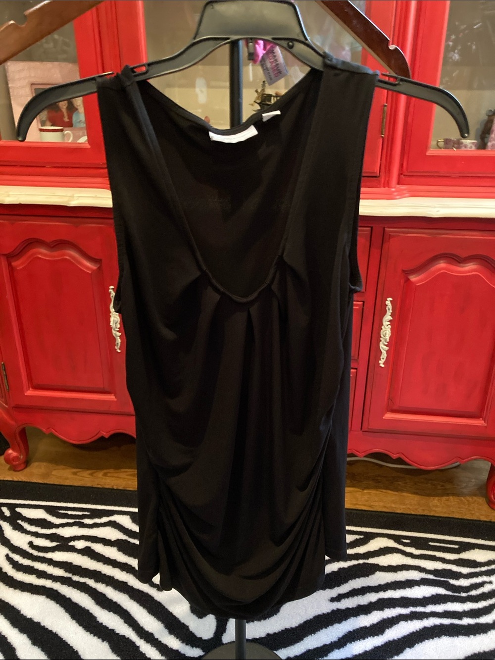 New York & Company Black Draped Tank Top